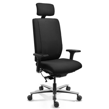 Chaise Ergonomique KRONOS, Utilisation Intensive 24 heures, Grand Confort, En Tissu, Noir