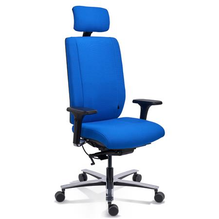 Chaise Ergonomique KRONOS, Utilisation Intensive 24 heures, Grand Confort, En Tissu, Bleu 