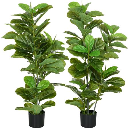 Lot de 2 Plantes de Bureau STAISY, Hauteur 110 cm, Ficus Artificiel, Pot Inclus 