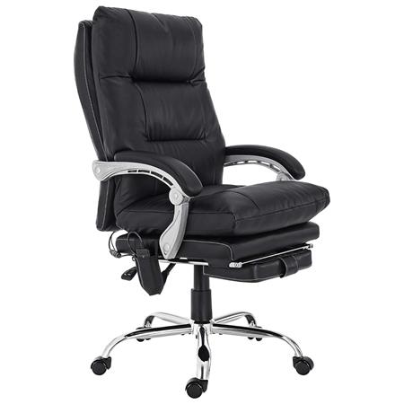 Fauteuil de bureau SARMI, Repose-pieds Extensible, Fonction Massage et Chauffant, Cuir, Noir