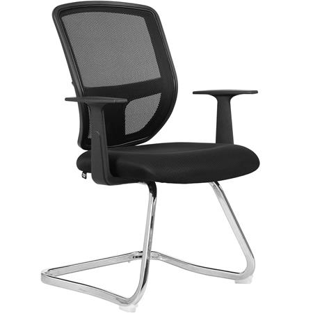 Chaise Visiteur Ergonomique DINAMIC V, Accoudoirs, Piétement Métallique, Noir
