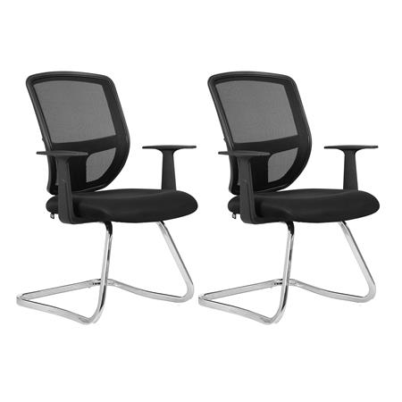 Lot de 2 Chaises Visiteur Ergonomiques DINAMIC V, Accoudoirs, Piétement Métallique, Noir