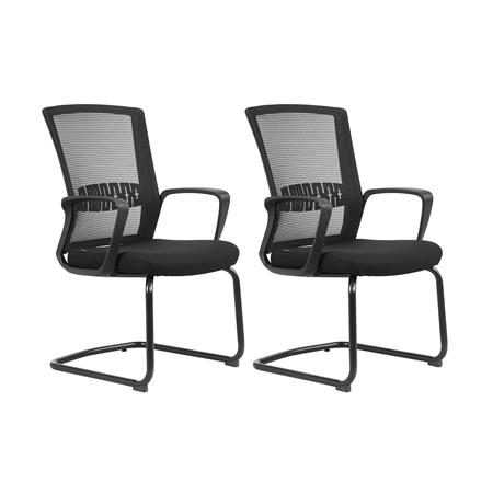 Lot de 2 Chaises Visiteur IBIZA V, Confortable et Résistante, Soutien Lombaire et Accoudoirs, Noir