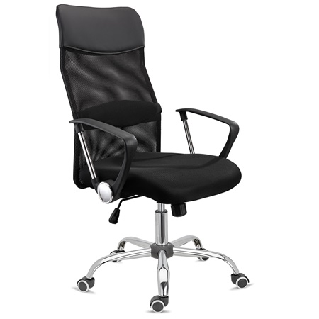 #DEMO Chaise de bureau ASPEN, Maille Respirable et cuir, assise rembourrée, Prix incroyable, Noir