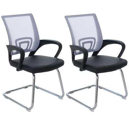 Lot de 2 Chaises Visiteur Ergonomiques SÉOUL NET, très commodes, en Maille et Cuir, Blanc