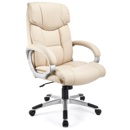 Fauteuil de bureau SANTIAGO, Grand rembourrage, Mécanisme Basculant, Utilisation quotidienne 8h, Crème