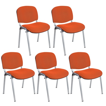 Lot de 5 chaises visiteur MOBY BASE, Commode et Pratique, Prix Incroyable, Orange et Piétement Gris