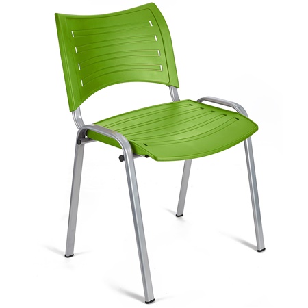 Chaise visiteur ELVA, empilable et très pratique, grande qualité, Vert et Piétement Gris