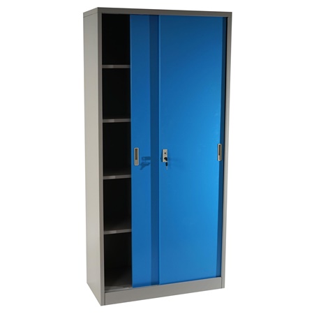 Meuble Classeur OLSEN PORTES COULISSANTES, 180x85x40cm, en Acier, Bleu