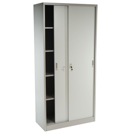 Meuble Classeur OLSEN PORTES COULISSANTES, 180x85x40cm, en Acier, Crème