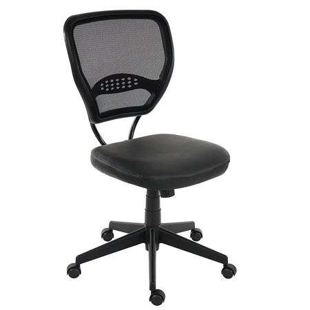 Chaise de bureau XXL (jusqu'à 150kg) TENOYA BASE  sans Accoudoirs, Dossier en maille, Noir