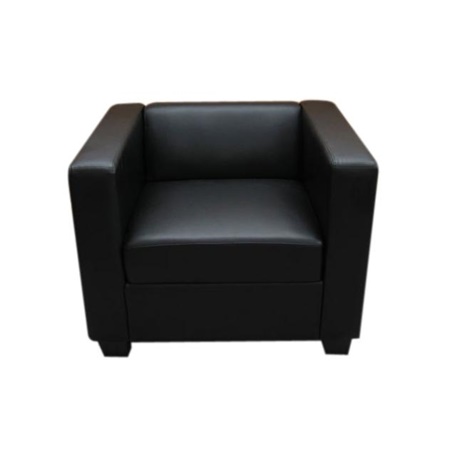 Fauteuil 1 place BASILE, Design Elégant, Grand Confort, en Cuir, Noir