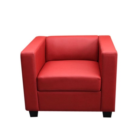 Fauteuil 1 place BASILE, Design Elégant, Grand Confort, en Cuir, Rouge