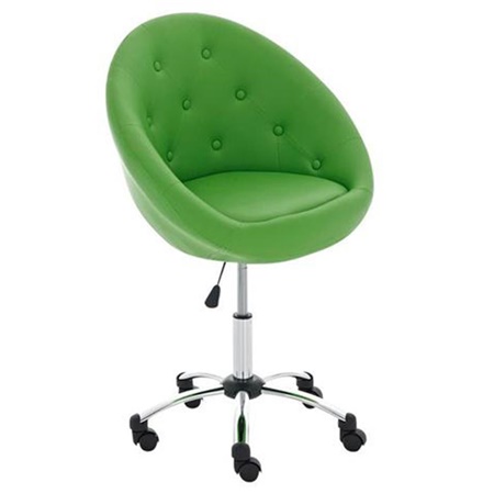 Chaise Design VIENNE, Grand Rembourrage, structure métallique, en cuir, vert