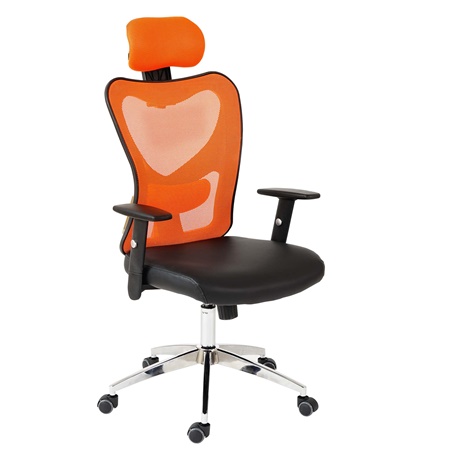 Chaise Ergonomique ZELIA, Utilisation 8 Heures, Support Lombaire matelassé, Structure Métallique, Orange