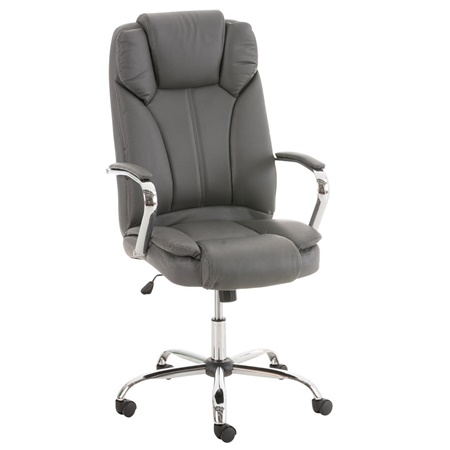 Fauteuil de bureau KANSAS, résistant jusqu'à 150kg!! Grande qualité, fabriqué en acier et cuir, Gris