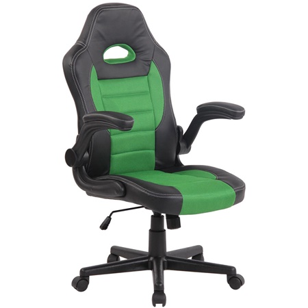 Chaise Gamer LOTUS, accoudoirs relevables, cuir et maille respirable, vert