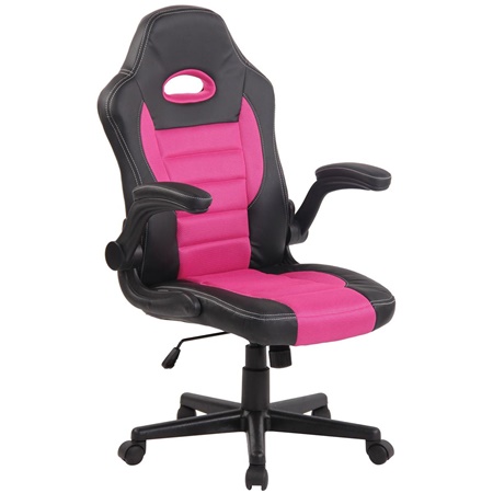 Chaise Gamer LOTUS, accoudoirs relevables, cuir et maille respirable, rose