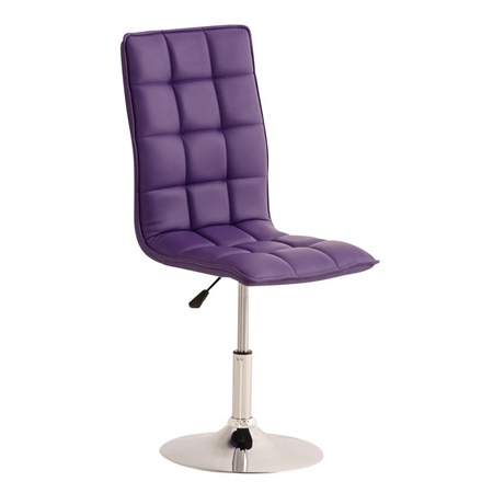 Chaise visiteur BULGARI, ajustable en hauteur, piétement fixe en métal, Revêtement en Cuir, Violet