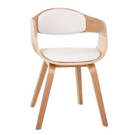 Chaise conférence BHOUTAN, structure en bois couleur hêtre, Cuir Blanc