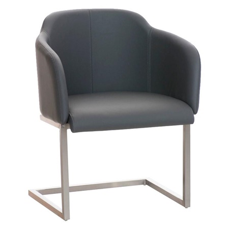 Fauteuil design TOKIO Cuir, Structure en Acier, assise rembourrée commode, Cuir, Gris