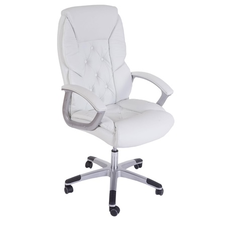 Fauteuil de Bureau DIONÉ, Design élégant, Grand Rembourrage, Résistant jusqu'à 150kg, cuir, Blanc