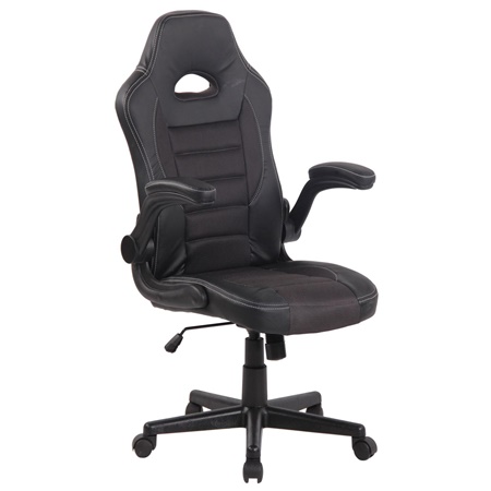 Chaise Gamer LOTUS, accoudoirs relevables, cuir et maille respirable, gris
