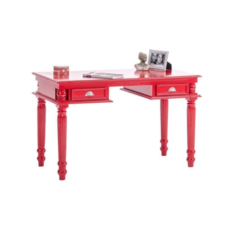 Bureau sublime LUCAS, Style Classique, Dimensions 130x82,5x60cm, en Bois, Rouge