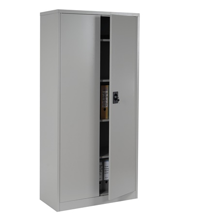 Meuble classeur Métallique EDIT, 2 portes battantes, 180x85x40 cm, en Acier, Gris