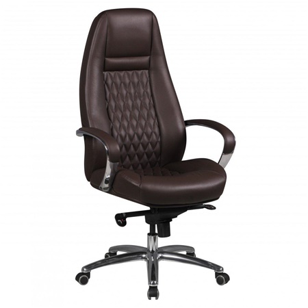 Fauteuil Ergonomique TINDAYA, Design Exclusif, Revêtement, en Cuir authentique, Marron Foncé