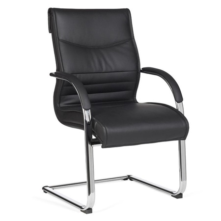 Chaise visiteur Ergonomique PINDO, Grand Rembourrage, Design Élégant, en Cuir, Noir