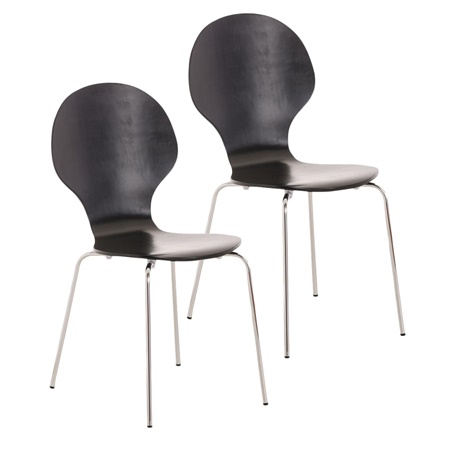 Lot de 2 Chaises visiteur CARVALLO, Structure Métallique, Empilables, Noir