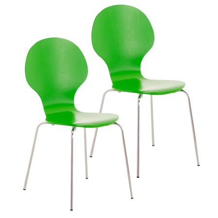 Lot de 2 Chaises visiteur CARVALLO, Structure Métallique, Empilables, Vert