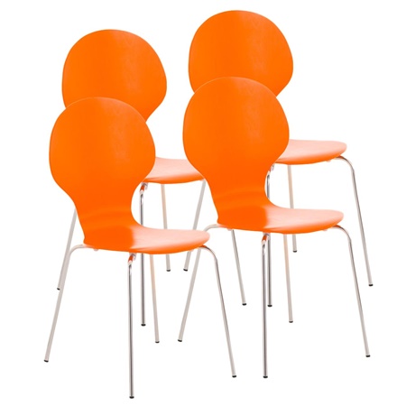 Lot de 4 Chaises visiteur CARVALLO, Structure Métallique, Empilables, Orange