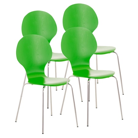 Lot de 4 Chaises visiteur CARVALLO, Structure Métallique, Empilables, Vert