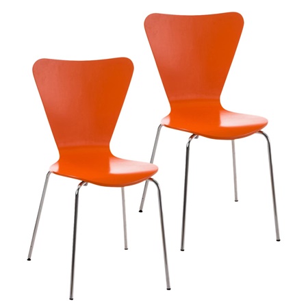 Lot de 2 Chaises visiteur HERCULE, Structure Métallique, Empilables, Orange