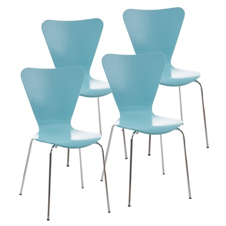 Lot de 4 Chaises visiteur HERCULE, Structure Métallique, Empilables, Bleu