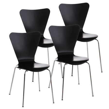 Lot de 4 Chaises visiteur HERCULE, Structure Métallique, Empilables, Noir