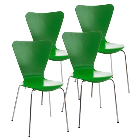 Lot de 4 Chaises visiteur HERCULE, Structure Métallique, Empilables, Vert