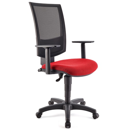 Chaise de Bureau PANDORA PLUS, Accoudoirs Ajustables, Rembourrage épais, Rouge