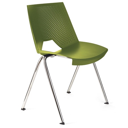 Chaise visiteur ENZO, Commode et Pratique, Empilable, Vert