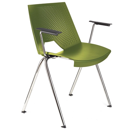 Chaise visiteur ENZO AVEC ACCOUDOIRS, Commode et Pratique, Empilable, Vert