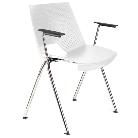 Chaise visiteur ENZO AVEC ACCOUDOIRS, Commode et Pratique, Empilable, Blanc