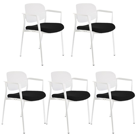 Lot de 5 chaises de réunion ERIC, Commodes et Pratiques, Empilables, Noir