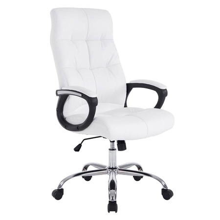 Fauteuil de Bureau ARABIA, Grand Rembourrage, Résistant jusqu'à 160 kg, Cuir, Blanc