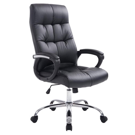 Fauteuil de Bureau ARABIA, Grand Rembourrage, Résistant jusqu'à 160 kg, Cuir, Noir