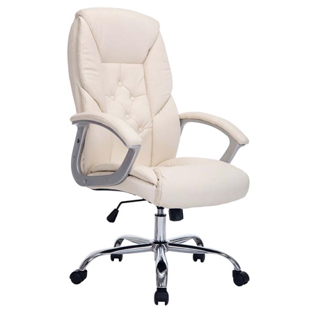 Fauteuil de Bureau DIONÉ PRO, Design élégant, Grand Rembourrage, Résistant jusqu'à 210kg, cuir, Crème