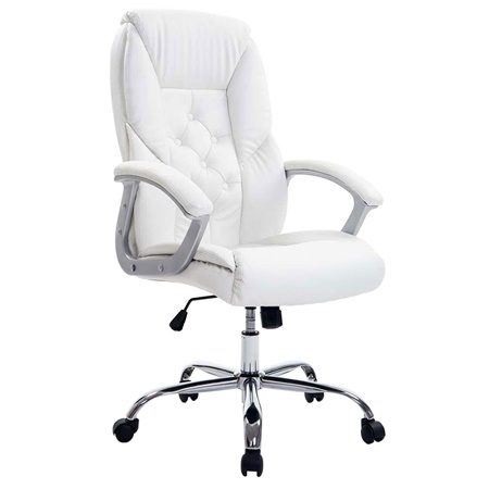 Fauteuil de Bureau DIONÉ PRO, Design élégant, Grand Rembourrage, Résistant jusqu'à 210kg, cuir,Blanc