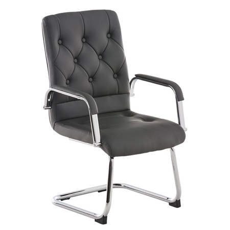 Chaise visiteur NESI V, Structure Métallique, Cuir Capitonné, Gris