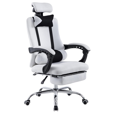 Fauteuil de bureau / Gamer ANTARES, Inclinable, Repose-pieds Extensible, en Maille Respirable, Blanc